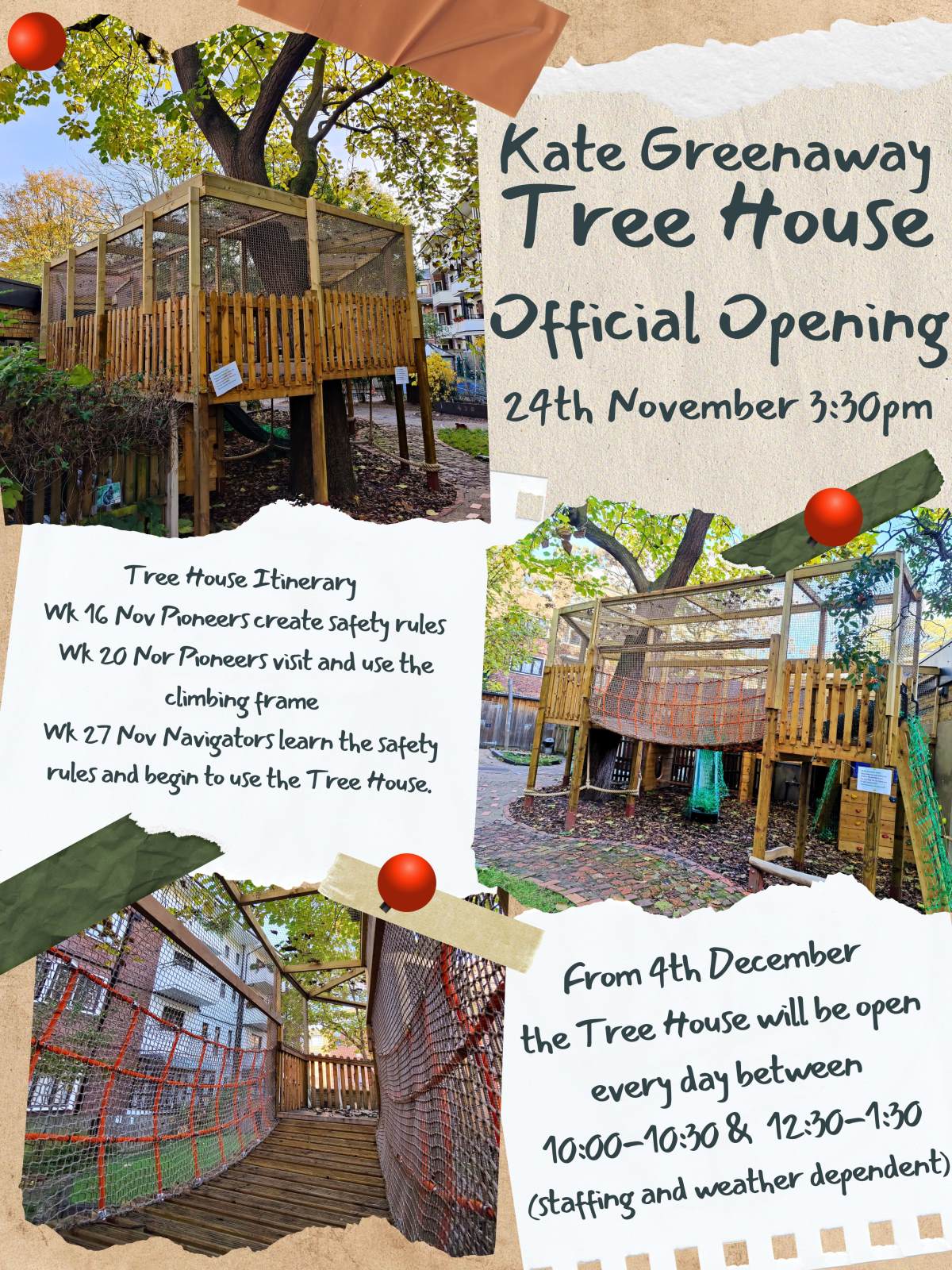 Come join us for the grand opening of our Tree House!